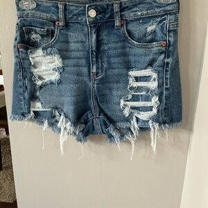 American Eagle Outfitters Blue Distressed Jean Shorts